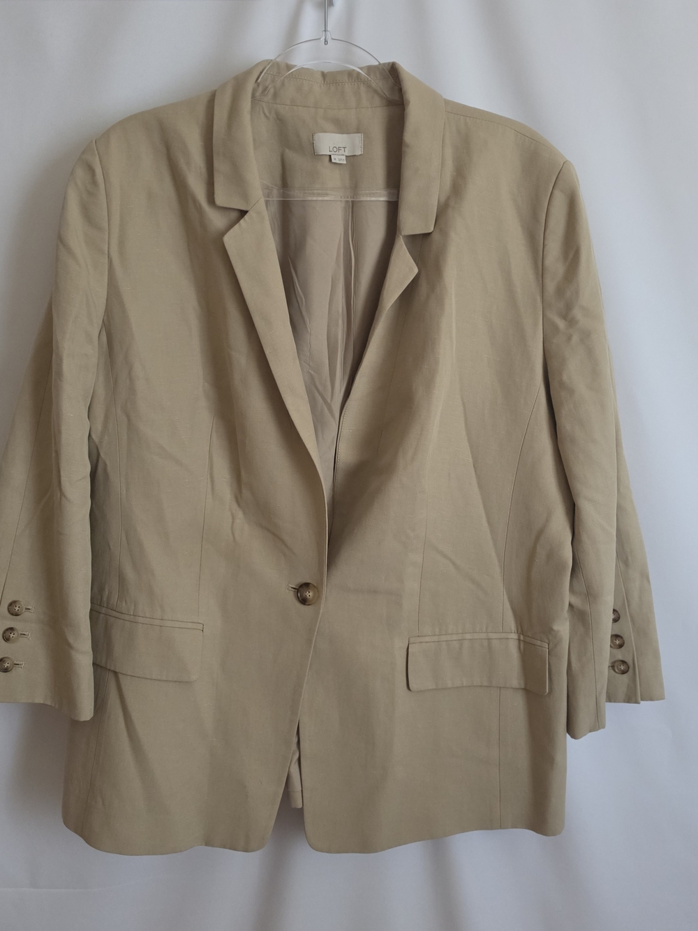 LOFT Beige Single-Button Notch Lapel Blazer